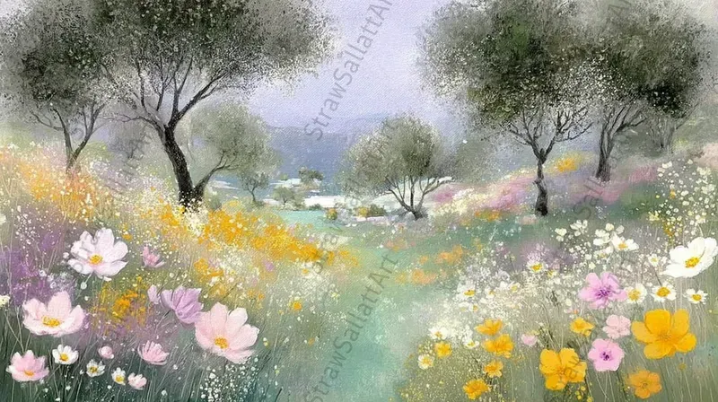 Summer Oil Landscape Tv Wallpaper Art