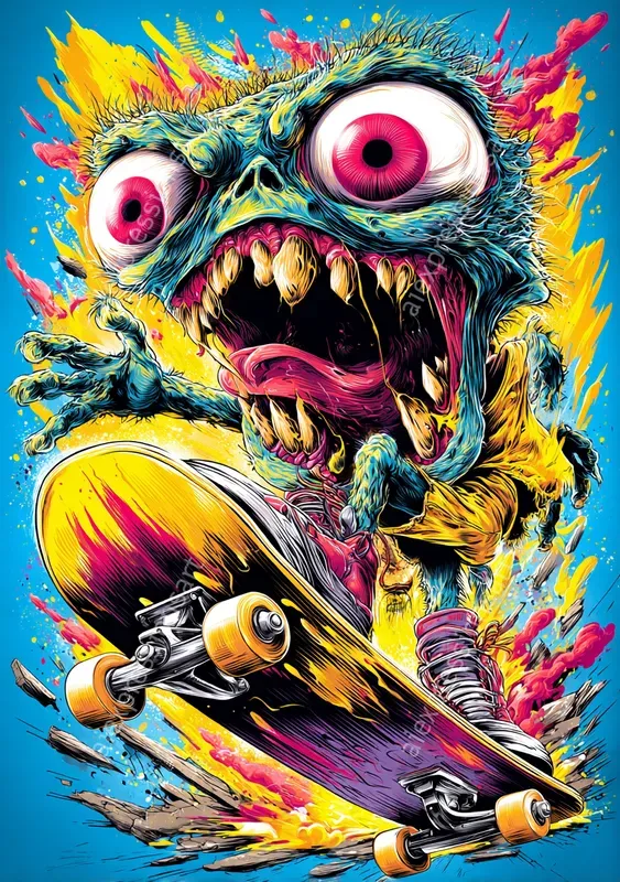 Neon Lowbrow Skate Punk Art