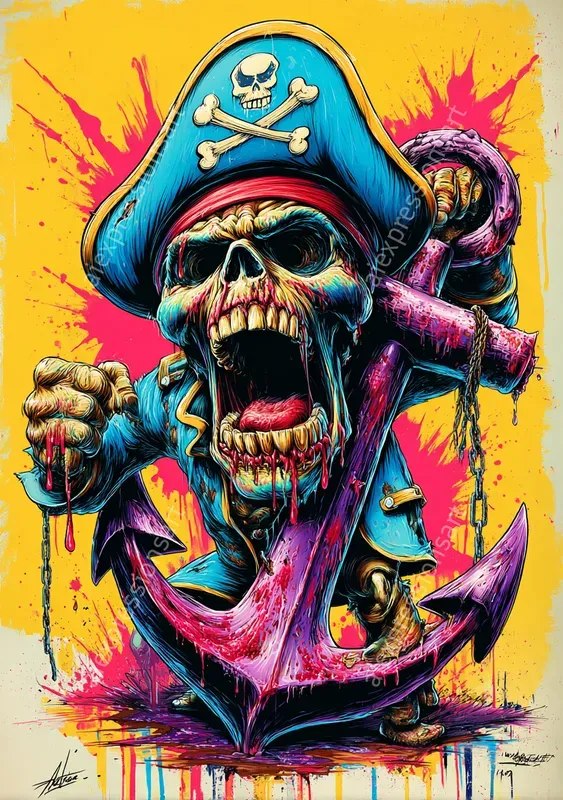 Neon Lowbrow Skate Punk Art