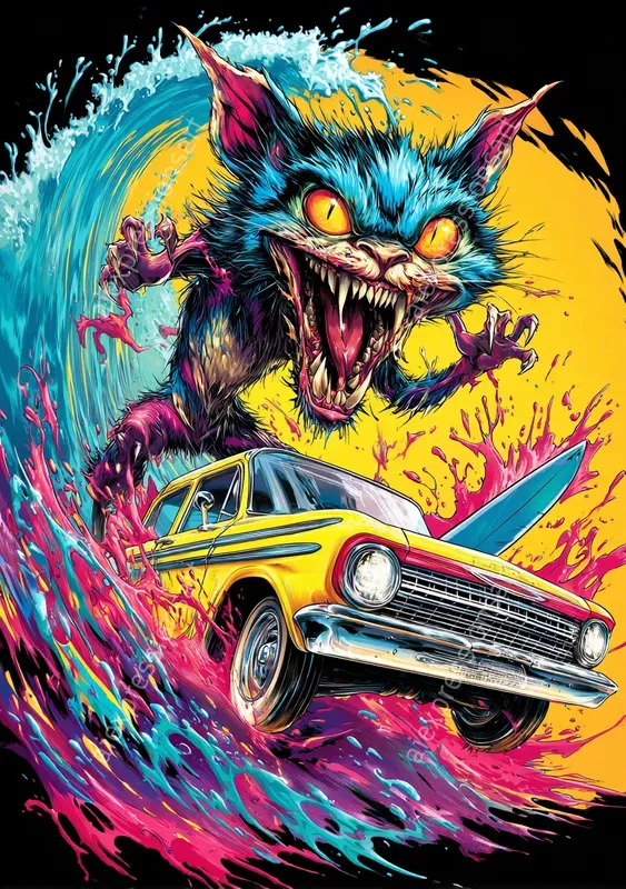 Neon Lowbrow Skate Punk Art