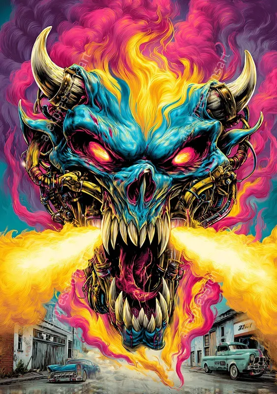 Neon Lowbrow Skate Punk Art