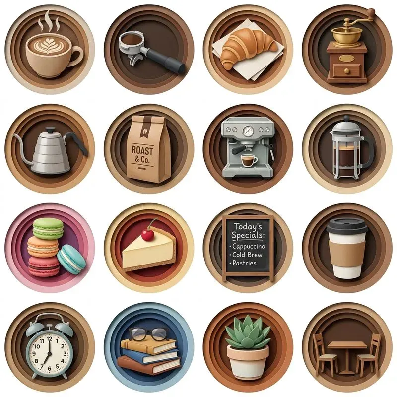 3D Paper Cut Shadowbox 16in1 Icon Packs