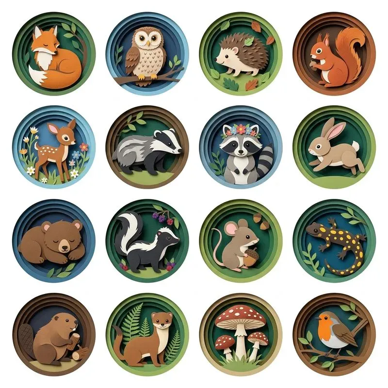 3D Paper Cut Shadowbox 16in1 Icon Packs