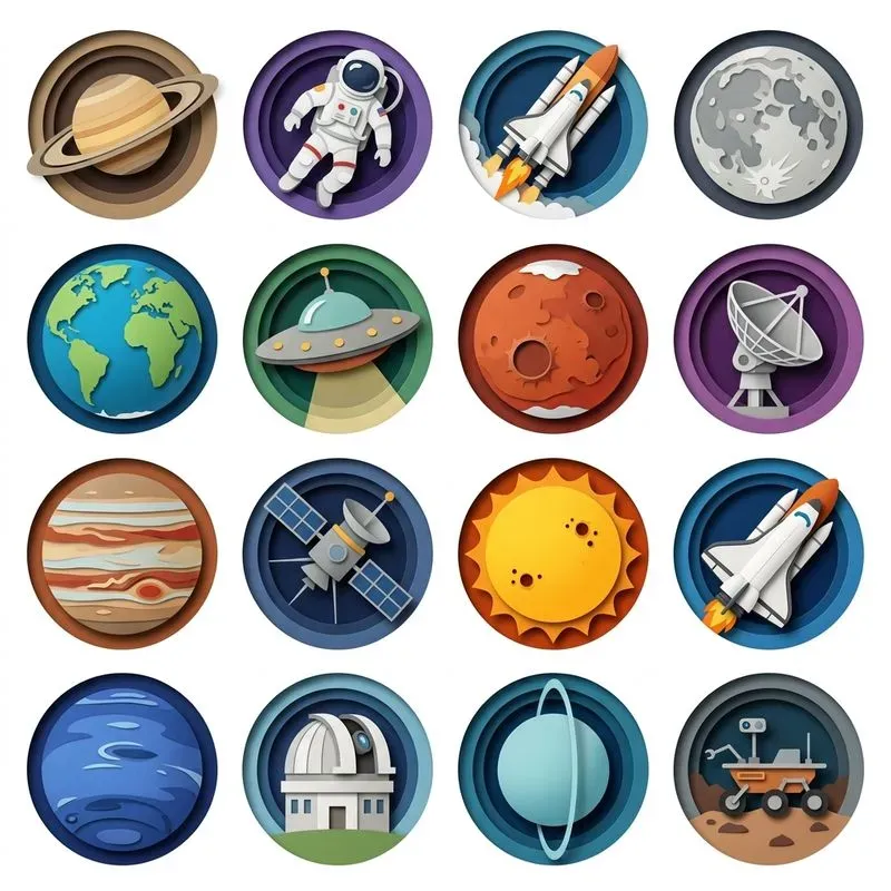 3D Paper Cut Shadowbox 16in1 Icon Packs
