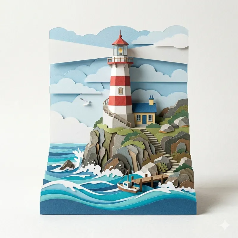 Paper Cutout Diorama Nature Sceneries