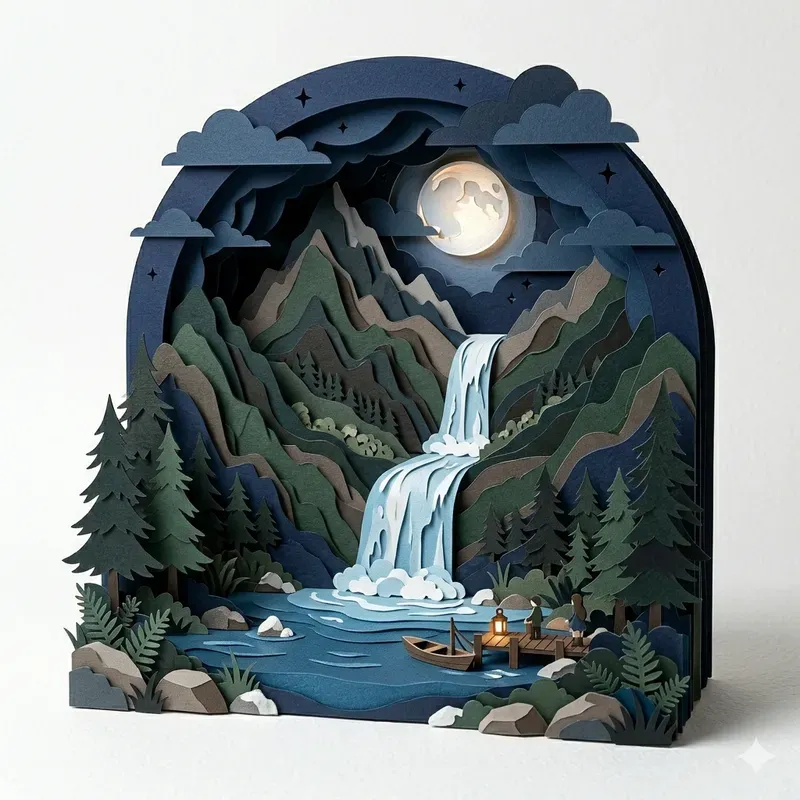Paper Cutout Diorama Nature Sceneries