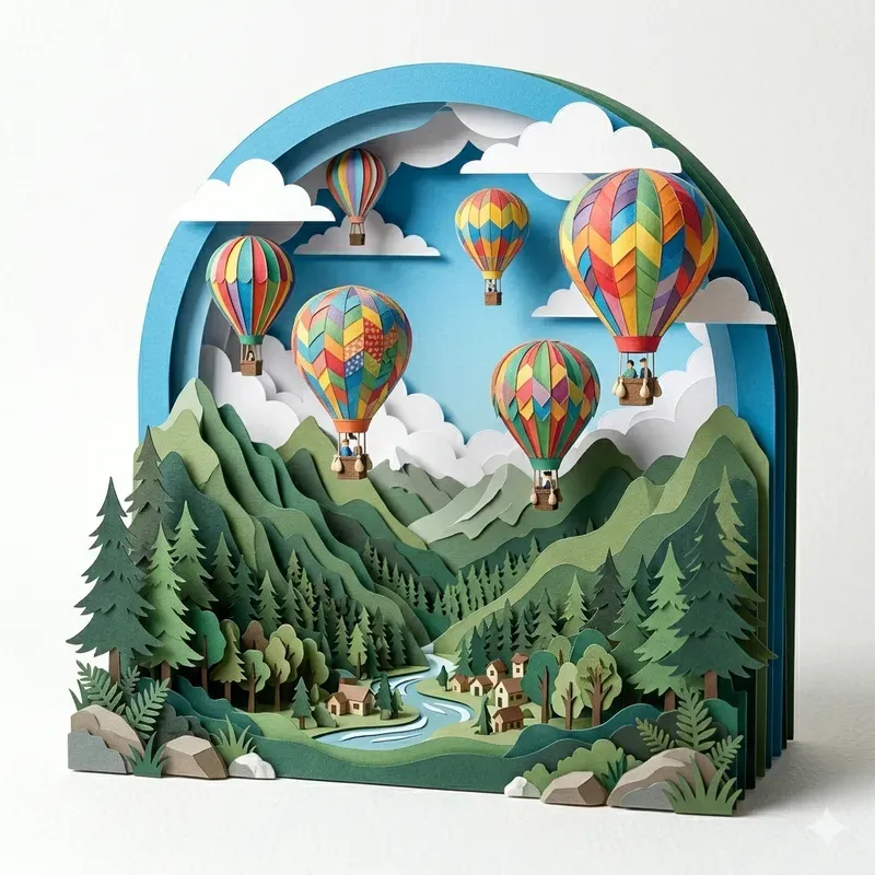 Paper Cutout Diorama Nature Sceneries