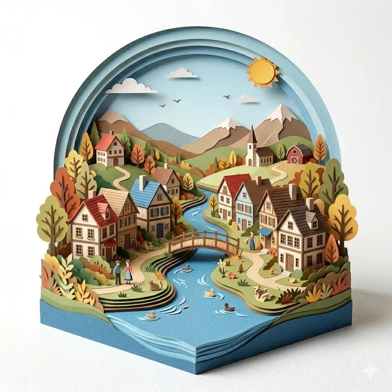 Paper Cutout Diorama Nature Sceneries