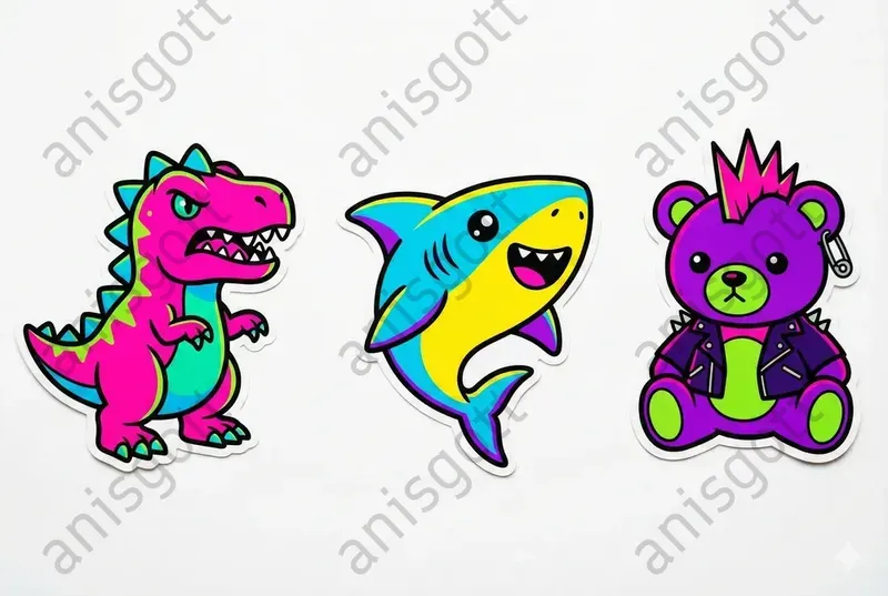Neon Love Pop Art Sticker Clipart Sets