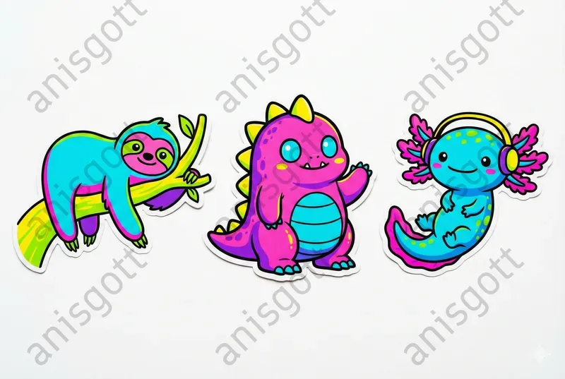 Neon Love Pop Art Sticker Clipart Sets