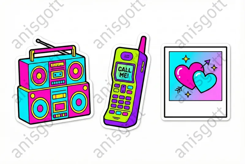 Neon Love Pop Art Sticker Clipart Sets