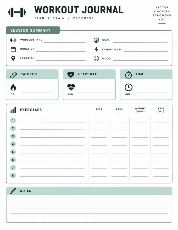 Fitness Workout Journal Templates