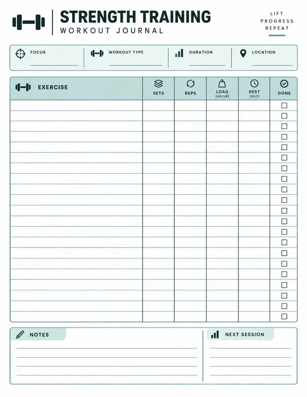 Fitness Workout Journal Templates