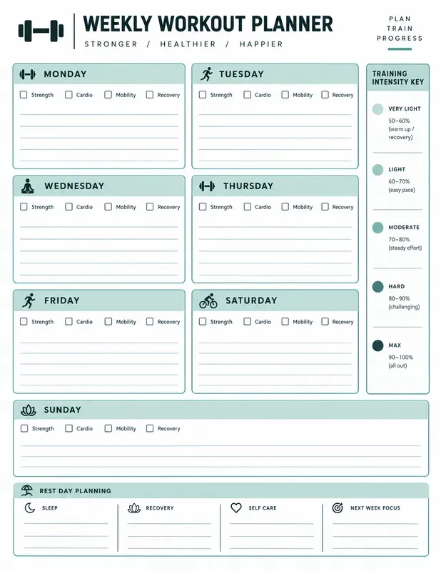Fitness Workout Journal Templates