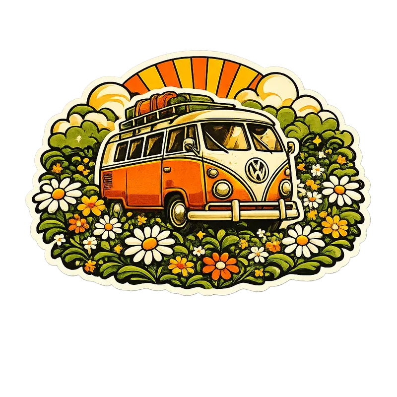 Vibrant 70s Retro Stickers