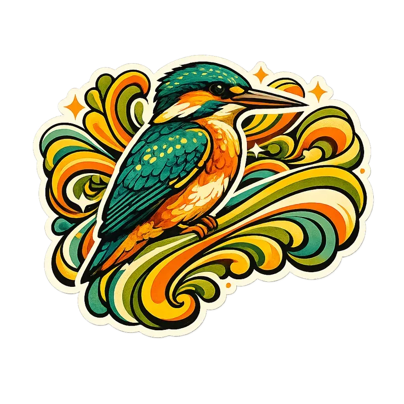 Vibrant 70s Retro Stickers