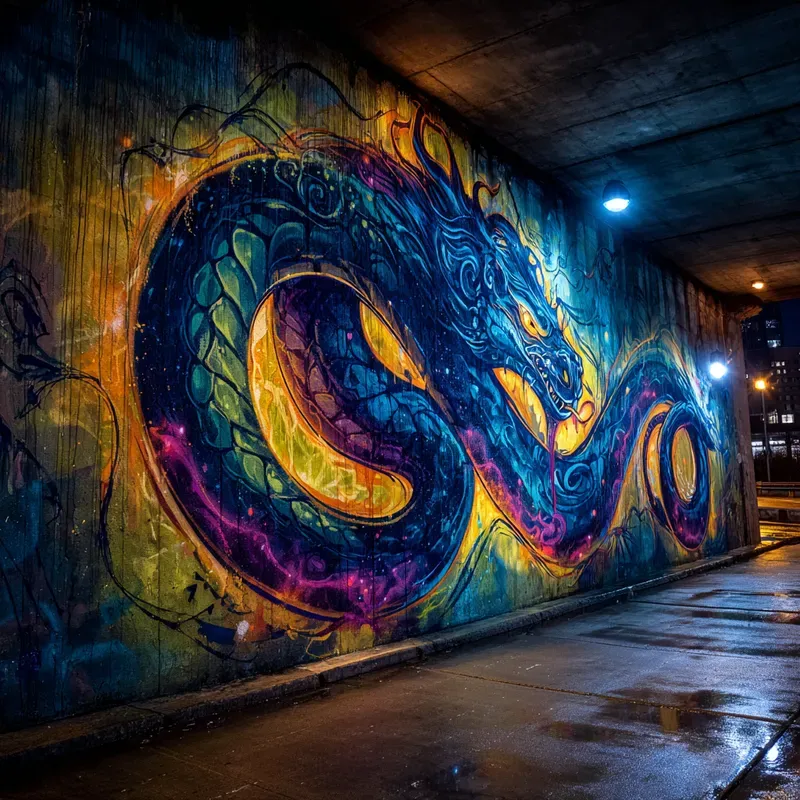 Neon Serpent Spirit Dynamic Graffitis