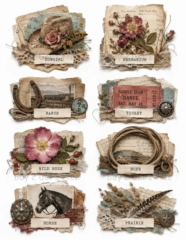 Cowgirl Junk Journal Cluster Labels