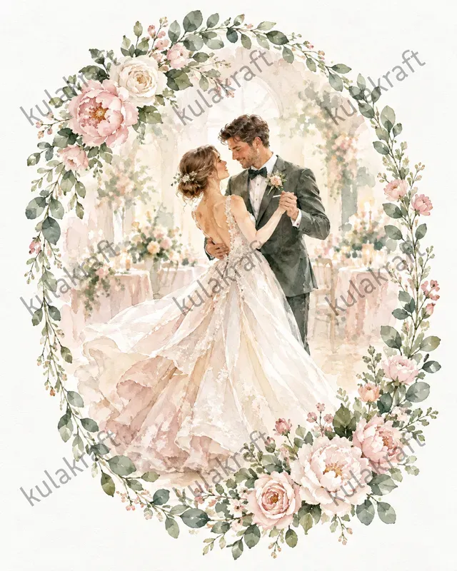Watercolor Wedding Couple Posters