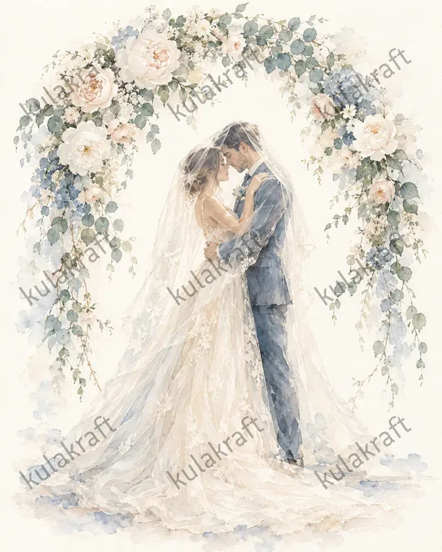 Watercolor Wedding Couple Posters