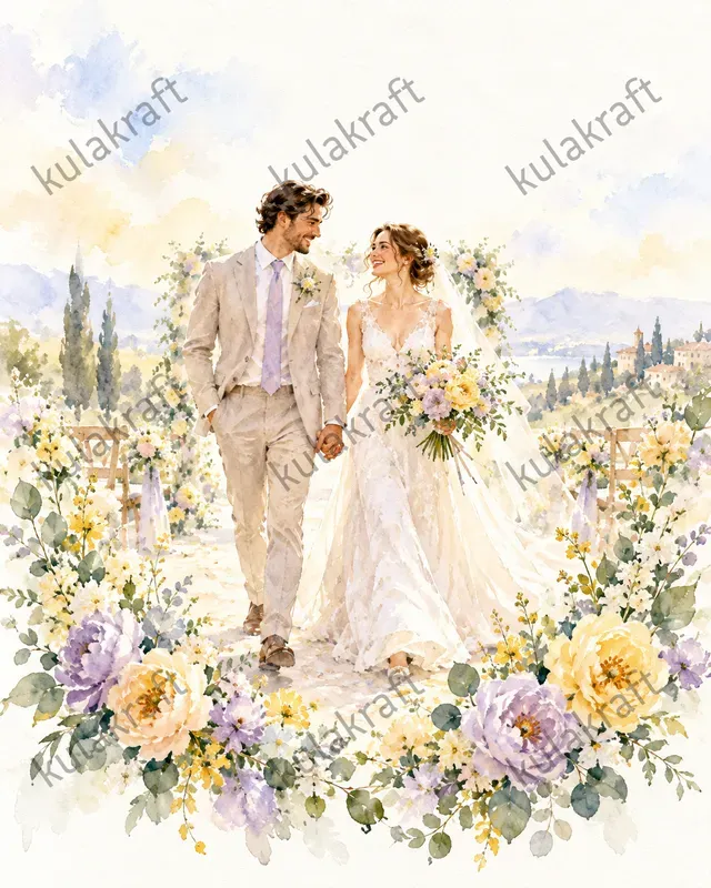 Watercolor Wedding Couple Posters