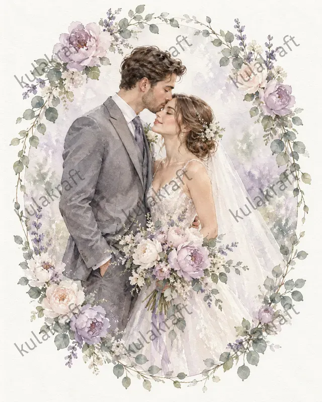 Watercolor Wedding Couple Posters