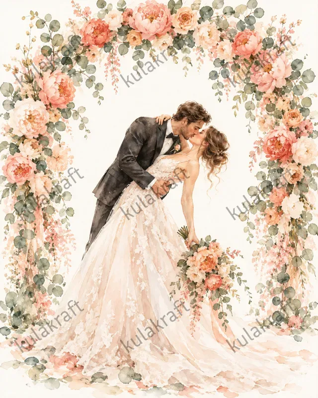 Watercolor Wedding Couple Posters