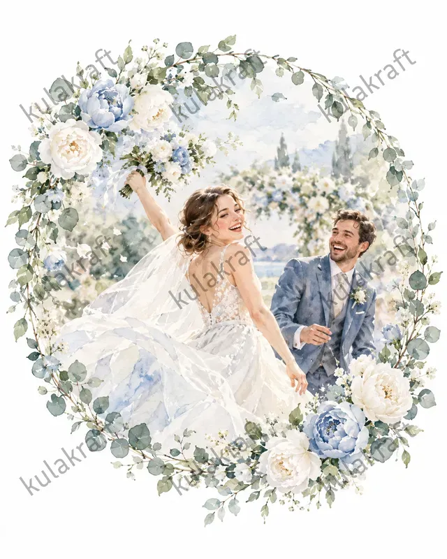 Watercolor Wedding Couple Posters