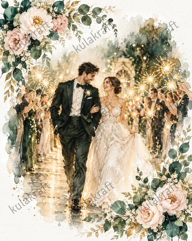 Watercolor Wedding Couple Posters