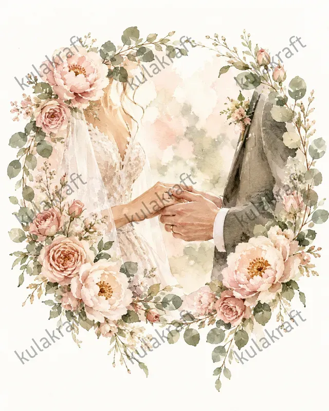 Watercolor Wedding Couple Posters