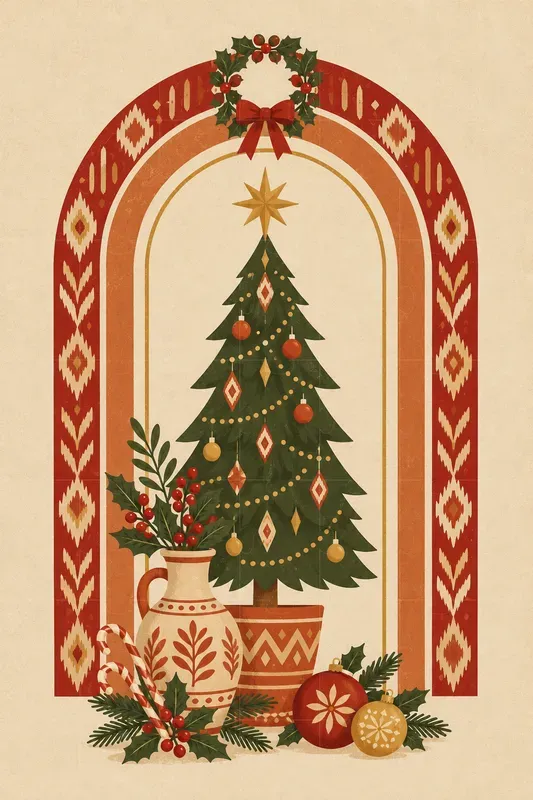 Boho Christmas Arch Wall Art