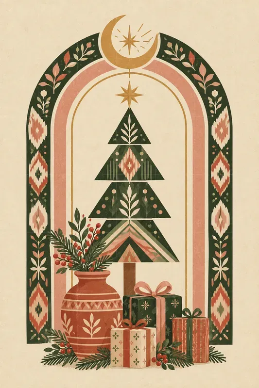 Boho Christmas Arch Wall Art