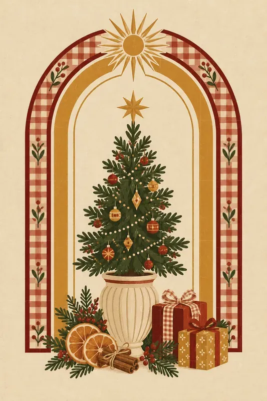 Boho Christmas Arch Wall Art