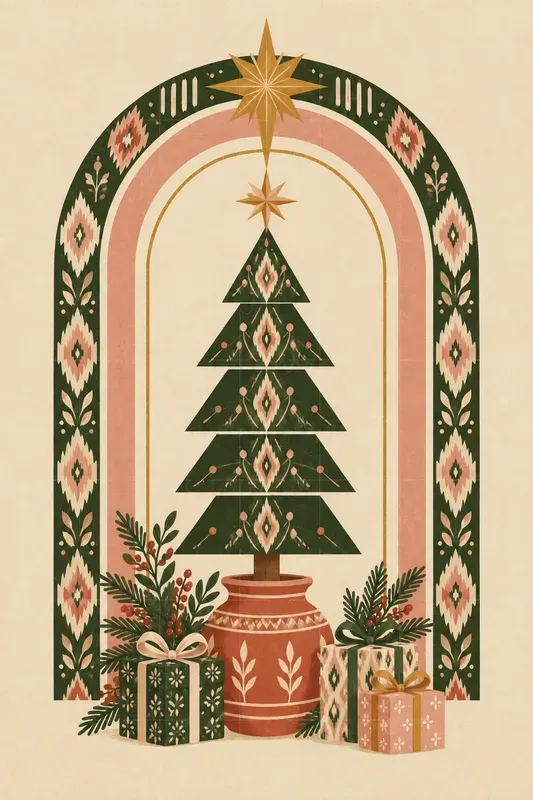 Boho Christmas Arch Wall Art