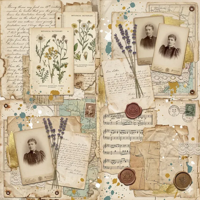 Vintage Mixed Media Collage Sheets