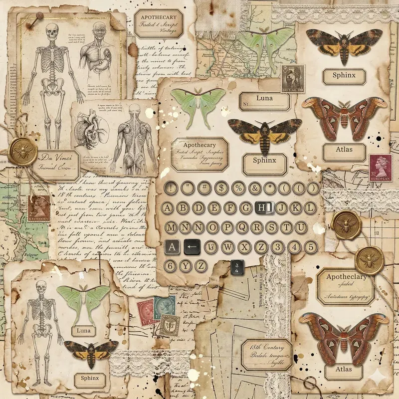 Vintage Mixed Media Collage Sheets