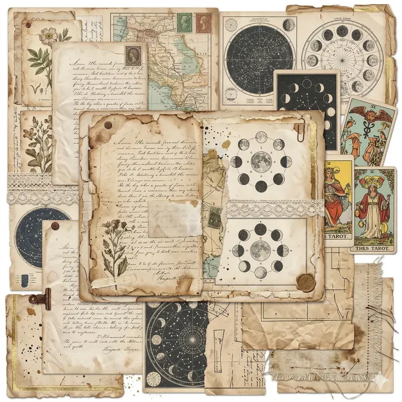 Vintage Mixed Media Collage Sheets