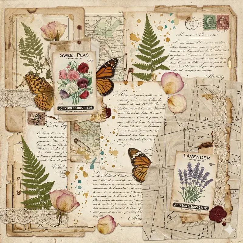 Vintage Mixed Media Collage Sheets