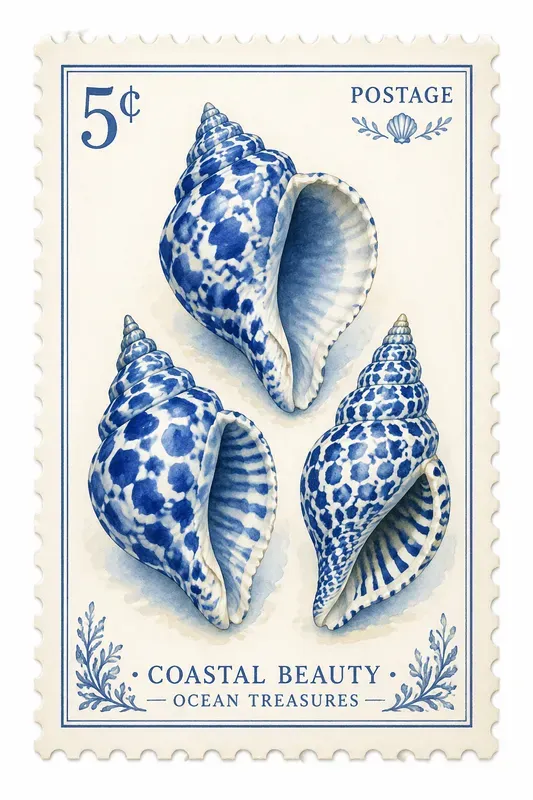 Watercolor Coastal Postage Stamps