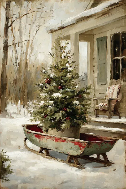 Vintage Rustic Christmas Paintings