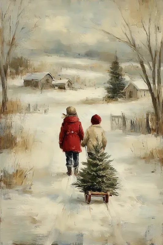Vintage Rustic Christmas Paintings
