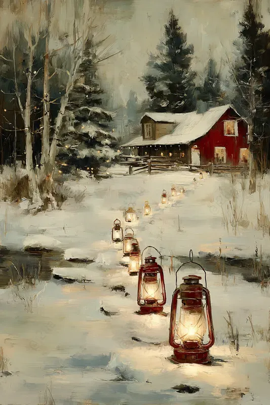 Vintage Rustic Christmas Paintings
