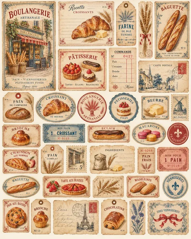Vintage Bakery Ephemera Sheets