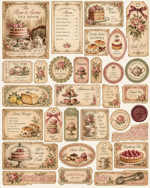 Vintage Bakery Ephemera Sheets