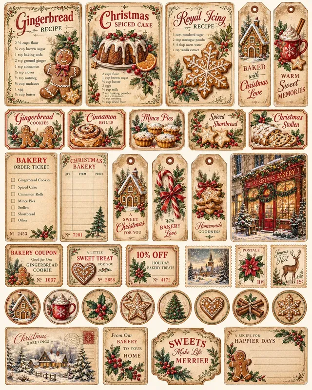 Vintage Bakery Ephemera Sheets