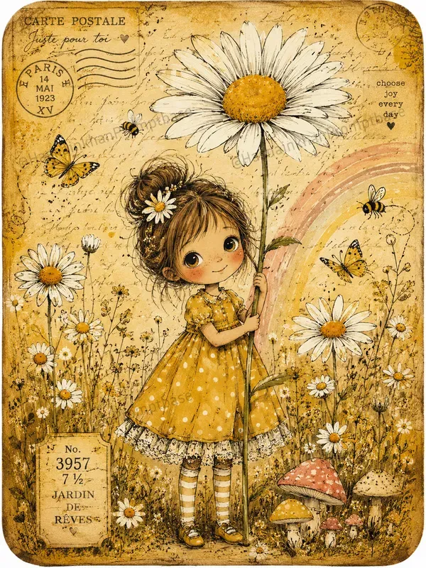 Whimsical Yellow Daisy Journal Cards