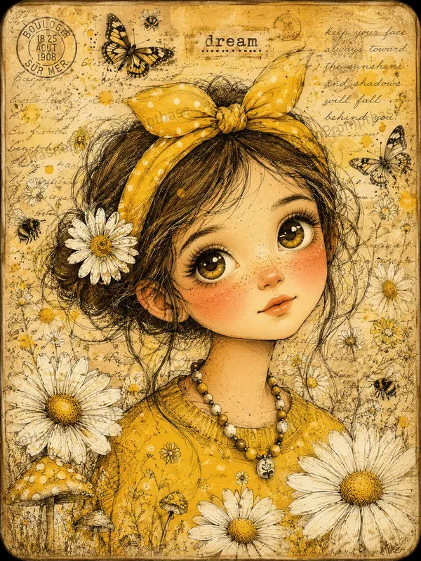 Whimsical Yellow Daisy Journal Cards