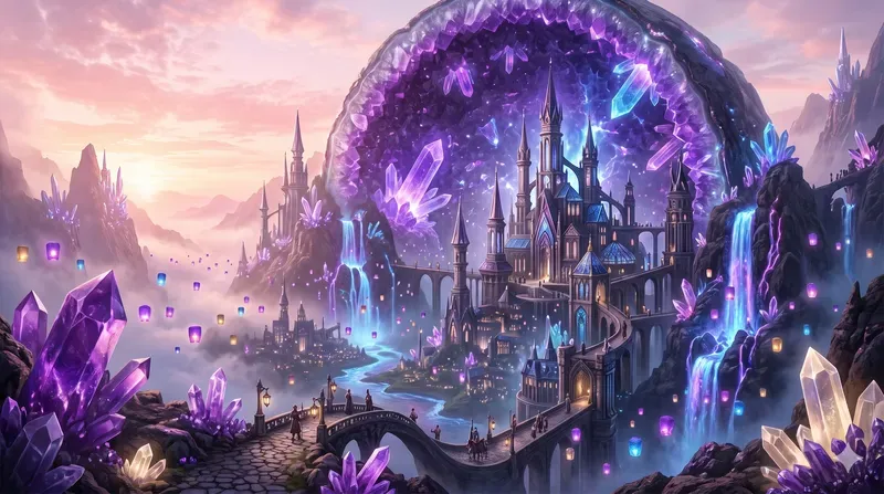 Epic Crystal Punk Ethereal Geode Cities