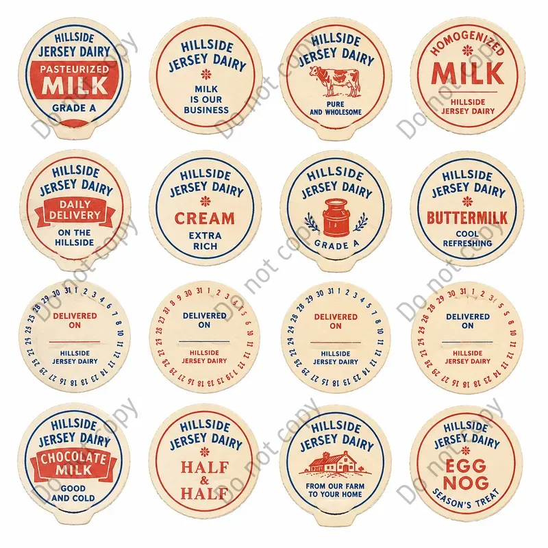 Milk Bottle Cap Cutout Sheets