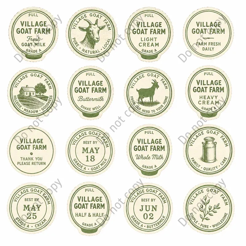 Milk Bottle Cap Cutout Sheets
